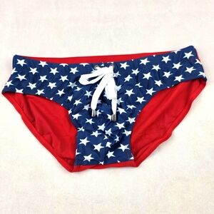 NWOT UXH Star-Patterned American Flag Patriotic Swim Briefs Size Med